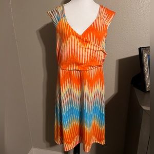 Sale🔥Orange/Blue Boho Sleeveless Stretchy Dress Sz XL